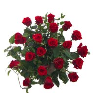Foto Bouquet assortito di rose rosse a gambo corto.
