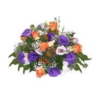 Foto Centrotavola tondo con fiori freschi di stagione, con fantasia del fiorista.