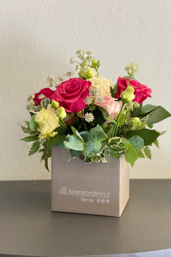 Box di fiori misti · Tortora, cm 13x13