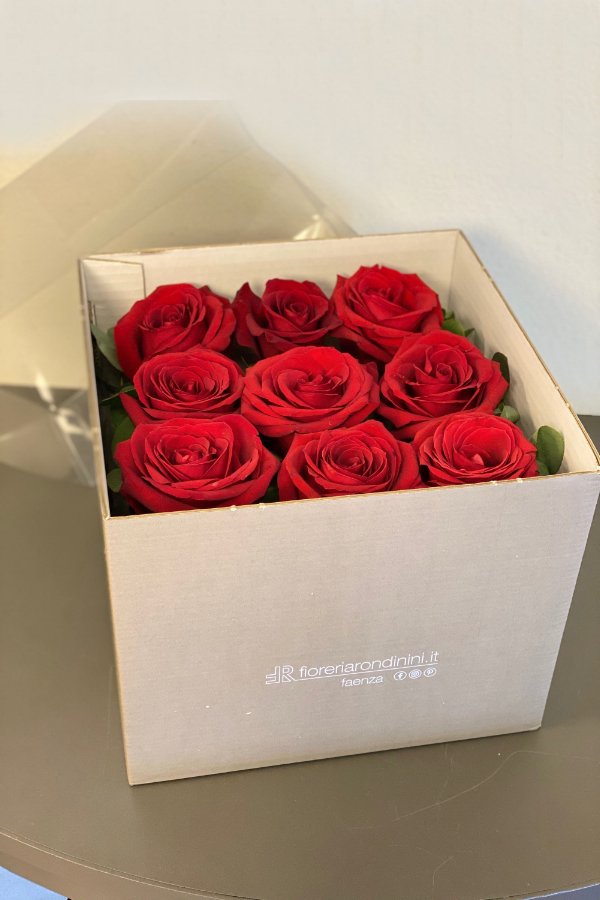 Box di rose rosse · Tortora, cm 20x25