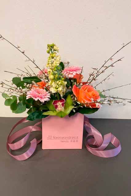 Box di fiori misti · Rosa, cm 17x17